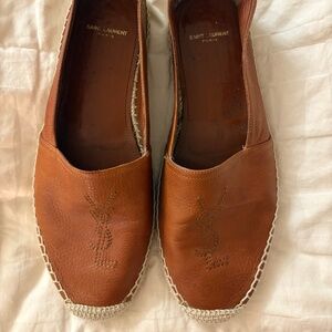 YSL SAINT LAURENT PARIS 41 Cognac leather espadrilles